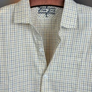 Cream and Blue Checkered Shirt