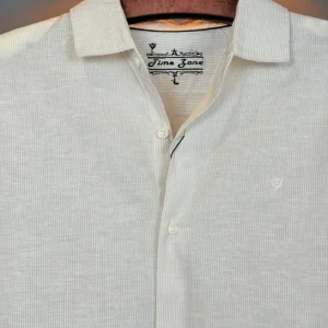 Men's Micro-Striped Linen-Cotton Shirt – Off-White